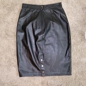Black leather pencil skirt